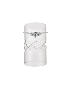 Giuseppe 10x18cm Twisted Cylinder (V) Clear Glass Shade c/w Polished Chrome 3 Rod Suspension Plate (NOT SUITABLE FOR ALL FRAMES)