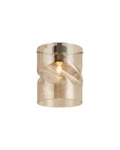 Giuseppe 12x15cm Twisted Cylinder (V) Cognac Glass Shade c/w Polished Chrome 3 Rod Suspension Plate (NOT SUITABLE FOR ALL FRAMES)