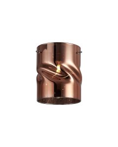 Giuseppe 12x15cm Twisted Cylinder (V) Copper Glass Shade c/w Polished Chrome 3 Rod Suspension Plate (NOT SUITABLE FOR ALL FRAMES)