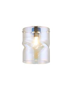 Giuseppe 12x15cm Twisted Cylinder (V) Deep Iridescent Glass Shade c/w Polished Chrome 3 Rod Suspension Plate (NOT SUITABLE FOR ALL FRAMES)