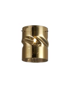 Giuseppe 12x15cm Twisted Cylinder (V) Gold Glass Shade c/w Polished Chrome 3 Rod Suspension Plate (NOT SUITABLE FOR ALL FRAMES)