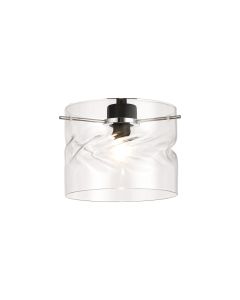 Giuseppe 15x12cm Twisted Cylinder (V) Clear Glass Shade c/w Polished Chrome 3 Rod Suspension Plate (NOT SUITABLE FOR ALL FRAMES)