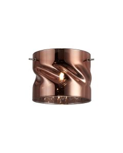 Giuseppe 15x12cm Twisted Cylinder (V) Copper Glass Shade c/w Polished Chrome 3 Rod Suspension Plate (NOT SUITABLE FOR ALL FRAMES)