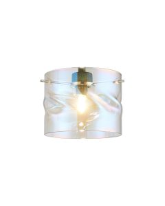 Giuseppe 15x12cm Twisted Cylinder (V) Deep Iridescent Glass Shade c/w Polished Chrome 3 Rod Suspension Plate (NOT SUITABLE FOR ALL FRAMES)
