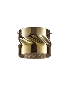 Giuseppe 15x12cm Twisted Cylinder (V) Gold Glass Shade c/w Polished Chrome 3 Rod Suspension Plate (NOT SUITABLE FOR ALL FRAMES)
