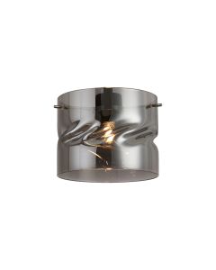 Giuseppe 15x12cm Twisted Cylinder (V) Smoke plated Glass Shade c/w Polished Chrome 3 Rod Suspension Plate (NOT SUITABLE FOR ALL FRAMES)