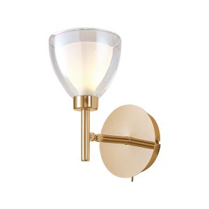 Giuseppe Adjustable Switched Wall Lamp With Curved Cone Glass (U), 1 Light G9, French Gold/Iridescent/Opal