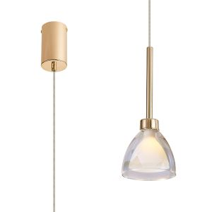Giuseppe 12cm Single Pendant 2m With Curved Cone Glass (U), 1 Light G9, French Gold/Iridescent/Opal