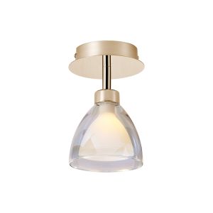 Giuseppe 12cm Flush With Curved Cone Glass (U), 1 Light G9, French Gold/Iridescent/Opal