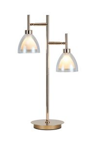 Giuseppe Reader Table Lamp With Curved Cone Glass (U), 2 Light G9, French Gold/Iridescent/Opal