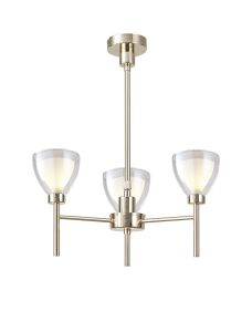Giuseppe 48cm Telescopic/Semi Flush With Curved Cone Glass (U), 3 Light G9, French Gold/Iridescent/Opal