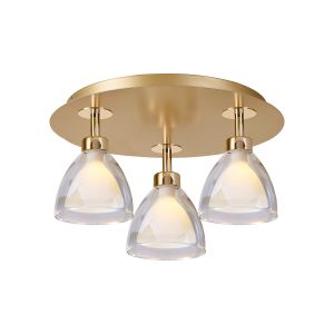 Giuseppe 36cm 35cm Round Flush With Curved Cone Glass (U), 3 Light G9, French Gold/Iridescent/Opal/Matt Gold