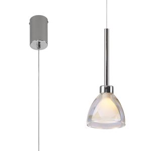 Giuseppe 12cm 2m Single Pendant With Curved Cone Glass (U), 1 Light G9, Polished Chrome/Iridescent/Opal