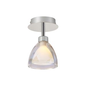 Giuseppe 12cm Flush With Curved Cone Glass (U), 1 Light G9, Polished Chrome/Iridescent/Opal