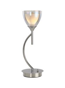Giuseppe Vertical Table Lamp With Curved Cone Glass (U), 1 Light G9, Polished Chrome/Iridescent/Opal