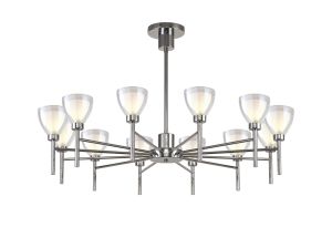 Giuseppe 93cm Telescopic/Semi Flush With Curved Cone Glass (U), 12 Light G9, Polished Chrome/Iridescent/Opal