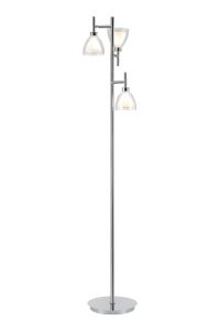Giuseppe Floor Lamp With Curved Cone Glass (U), 3 Light G9, Polished Chrome/Iridescent/Opal