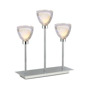 Giuseppe Rectangular Table Lamp Touch Switch With Curved Cone Glass (U), 3 Light G9, Polished Chrome/Iridescent/Opal
