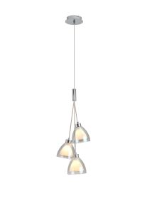 Giuseppe 2m 1 Drop Cluster Pendant With Curved Cone Glass (U), 3 Light G9, Polished Chrome/Iridescent/Opal
