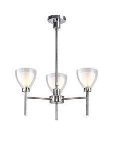 Giuseppe 48cm Telescopic/Semi Flush With Curved Cone Glass (U), 3 Light G9, Polished Chrome/Iridescent/Opal