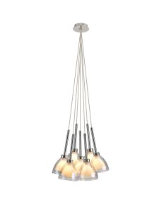 Giuseppe 23cm 1.5m Cluster Pendant With Curved Cone Glass (U), 7 Light G9, Polished Chrome/Iridescent/Opal