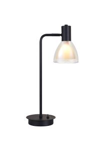 Giuseppe Reader Table Lamp With Curved Cone Glass (U), 1 Light G9, Satin Black/Iridescent/Opal