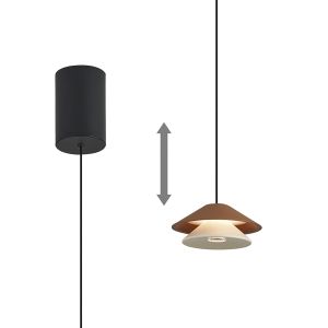 Piccola 13cm Rise & Fall Pendant, 5W LED, 3000K, 550lm, Brown, 3yrs Warranty