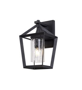 pocopari Down Wall Lamp, 1 x E27, IP54, Anthracite/Clear Rain Drop Effect Glass, 2yrs Warranty