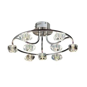 Polana Semi Flush Round 9 Light G4 Polished Chrome, NOT LED/CFL Compatible