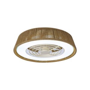 Polinesia Rope 57.5cm 55W LED Dimmable Ceiling Light With Built-In 25W DC Reversible Fan, Beige Oscu, 3800lm, 5yrs Warranty