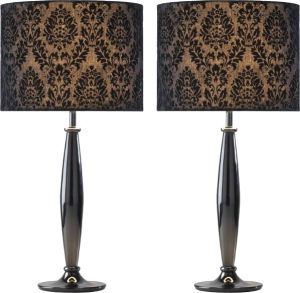 (SOLD AS PK 2S)PRESTON TABLE LAMP BLACK CHROME - C/W SHADE - PRE4067/P