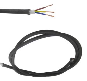 Briciole 1m Black Braided 3 Core 0.75mm Cable VDE Approved (qty ordered will be supplied as one continuous length)