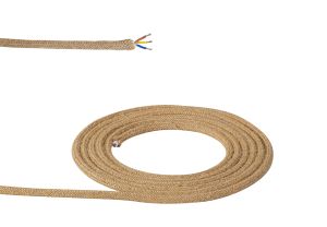 Briciole 1m Jute Brown Braided 3 Core 0.75mm Cable VDE Approved (qty ordered will be supplied as one continuous length)