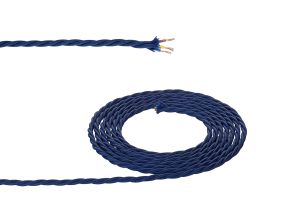 Briciole 1m Dark Blue Braided Twisted 3 Core 0.75mm Cable VDE Approved (qty ordered will be supplied as one continuous length)