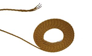 Briciole 1m Gold Braided Twisted 3 Core 0.75mm Cable VDE Approved (qty ordered will be supplied as one continuous length)