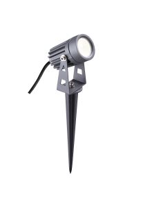 Datialessandro Spike/Wall Light, 1 x 3W LED, 3000K, 210lm, 30 Degree, IP65, Grey/Black, c/w 2m Cable, 3yrs Warranty
