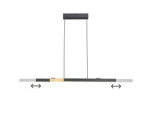 Noches Extendable Linear Pendant , 24W LED, 4000K, 900lm, Satin Black/Gold, 3yrs Warranty