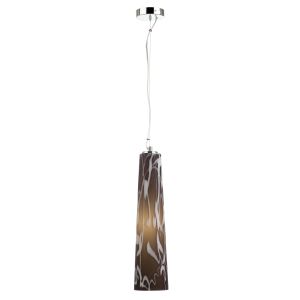 Endon ROCOCO-BR Single Glass Pendant In Brown With Chrome Ceiling Cup 1 Light In Glass