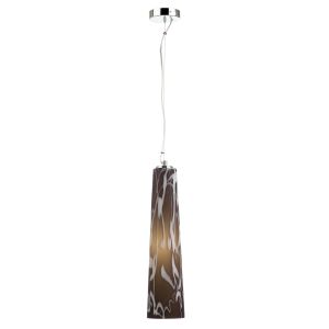 Endon ROCOCO-BR Single Glass Pendant In Brown With Chrome Ceiling Cup 1 Light