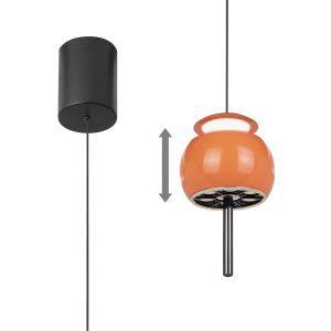 Roller 9.6cm Rise And Fall Pendant, 12W LED, 3000K, 450lm, Orange/Black, 3yrs Warranty