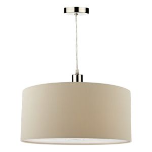 Ronda E27 Non Electric Taupe Faux Silk 40cm Drum Shade With Soft White Acrylic Diffuser (Shade Only)