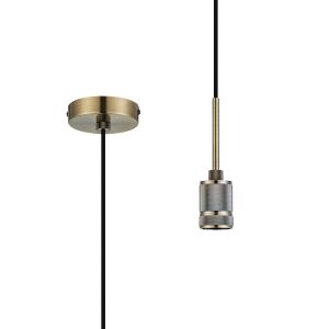 Viva 10cm Knurled Pendant Light (FRAME ONLY) 1.6m, 1 x E27, Antique Brass