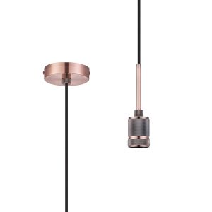 Viva 10cm Knurled Pendant Light (FRAME ONLY) 1.6m, 1 x E27, Antique Copper