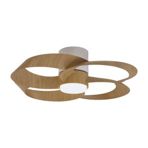 Rose 65cm 24W LED Dimmable Ceiling Light With Built-In 22W DC Reversible Fan, Remote Control 2700-5000K, 2000lm, White/Wood