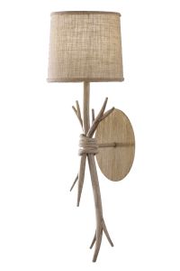 Sabina Wall Lamp, 1 x E27 (Max 40W), Imitation Wood, Linen Shade