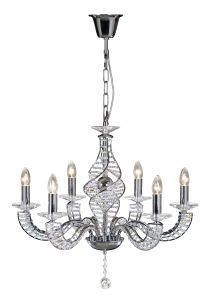 Santo Pendant 6 Light E14 Polished Chrome/Crystal