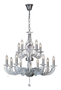 Santo 78cm Pendant 2 Tier 12 Light E14 Polished Chrome/Crystal