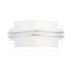 Sector 1 Light 5W Integrated LED Polished Chrome Small Wall Light With Clear & Frosted Glass Shade