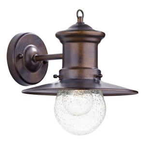 Sedgewick 1 Light E27 Bronze Downwards Outdoor IP44 Wall Light With Clear Seeded Glass Shade