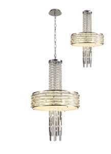 Gianni Pendant/Convertible To Semi Flush, 7 x E14, Polished Chrome/Crystal